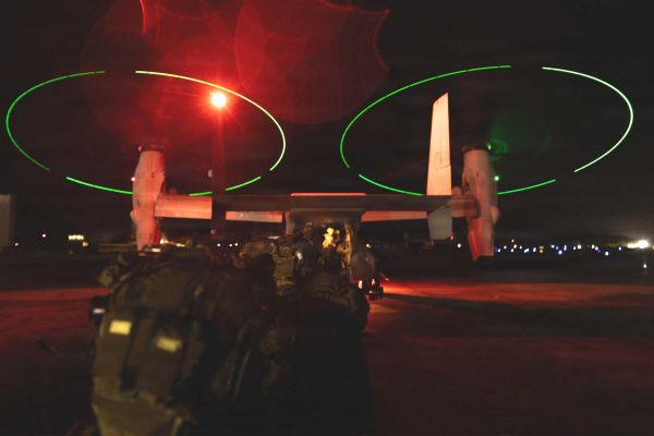 U.S. Marines with Littoral Combat Force-24 board a U.S. Marine Corps MV-22B Osprey during quick reaction force training at Roosevelt Roads Naval Station, Puerto Rico, on May 24, 2026, enhancing rapid deployment and crisis response capabilities across the Caribbean.