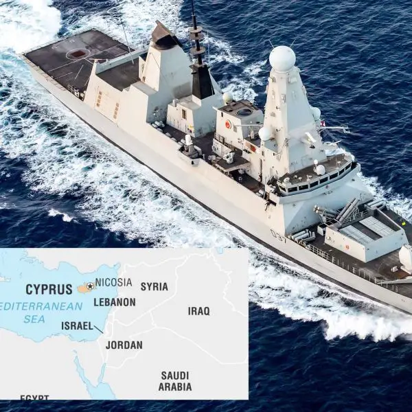 Britain is considering deploying the Royal Navy’s Type 45 destroyer HMS Duncan to waters off Cyprus to strengthen air defenses around RAF Akrotiri after Iranian-linked drones, including a Shahed-type system, breached base defenses and damaged the runway (Picture Source: Royal Navy / Britannica)