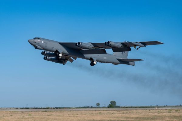 Three U.S. Air Force B-52H Stratofortress strategic bombers have arrived at RAF Fairford in the United Kingdom, reinforcing the United States’ forward bomber posture as Operation Epic Fury continues targeting Iranian military assets (Picture Source: U.S. EUCOM)