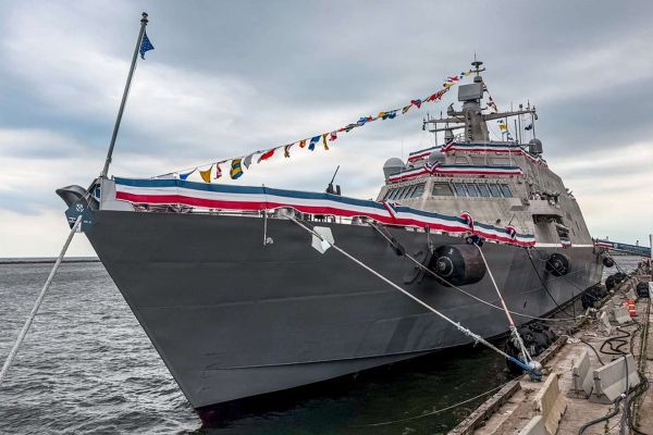 USS Cleveland (LCS 31), the final Freedom-variant littoral combat ship, was commissioned in Cleveland, Ohio, adding a Mayport-based U.S. Navy surface combatant equipped for maritime security, interdiction, escort, and near-shore surface warfare missions (Picture source: U.S. DoW).