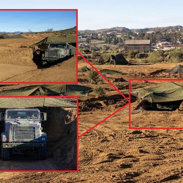 U.S. Marines at Camp Pendleton used camouflaged, below-grade trench logistics bays during Exercise Steel Knight 25 to resupply dispersed units while reducing exposure to surveillance, drones, and long-range fires (Picture Source: DVIDS)