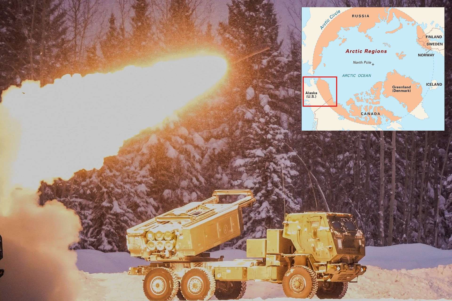The U.S. Army’s February 2026 HIMARS live fire in Alaska demonstrated how long-range precision rocket systems can operate effectively in extreme Arctic conditions while refining tactics for contested northern theaters (Picture Source: DVIDS / U.S. Army / Britannica) 