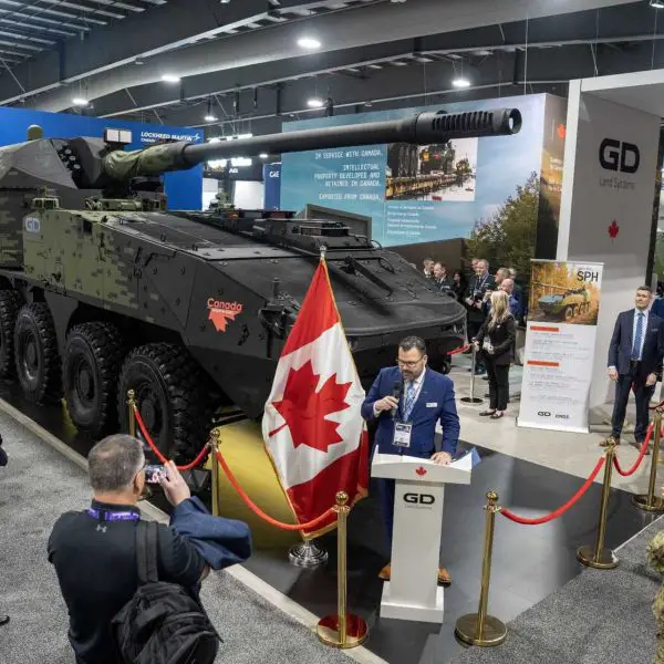 The Canadian Grizzly LAV enters the IFM competition with an artillery configuration already adopted abroad, domestic manufacturing potential, LAV fleet commonality, and one of the few artillery systems associated with fire-on-the-move capability. (Picture source: GDLS-C)