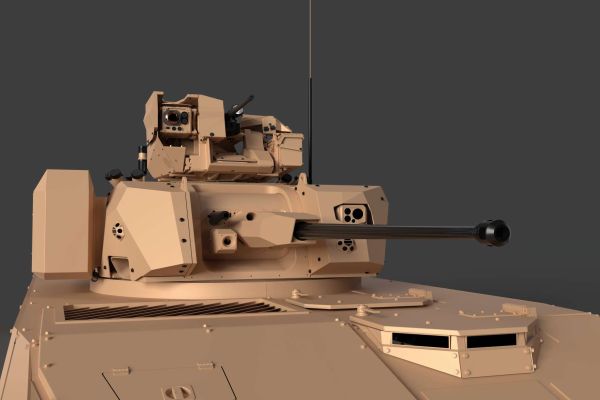 Cockerill 1030 unmanned turret paired with the Hornet RCWS combines a 30 mm medium-caliber cannon and an independent close-defense weapon to deliver layered firepower against light armor, infantry, and drones, offering high-angle engagement, advanced day-night sensors, and full remote operation tailored for Gulf operational environments (Picture source: Cockerill).