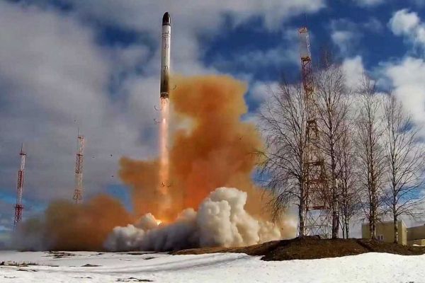 The only publicly confirmed successful full flight test of the RS-28 Sarmat ICBM took place on April 20, 2022, when a missile was launched from the Plesetsk Cosmodrome to the Kura test range in Kamchatka. (Picture source: Russian MoD)