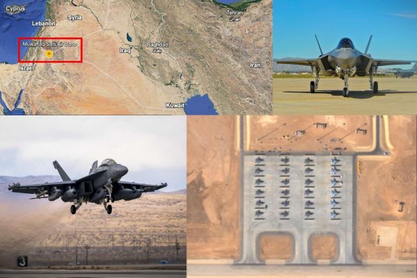 Commercial satellite imagery and flight data indicate a significant U.S. air power buildup at a key Jordanian base, reflecting heightened regional military readiness (Picture Source: Airbus / Google Earth / U.S. Air Force)