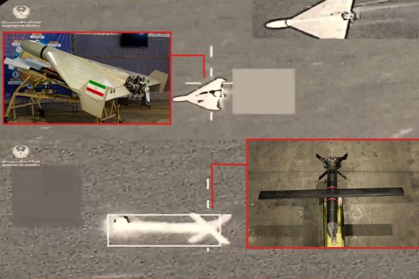UAE Reveals Combat Interception of Shahed 136 and Shahed 107 One-Way Attack Drones, as the United Arab Emirates Air Force deployed F-16 Block 60 and Mirage 2000-9 fighters alongside ground-based air defenses to neutralise hundreds of Iranian missiles and UAVs over four days of sustained attacks (Picture Source: UAE Ministry of Defence / Iranian Media / IRGCN)