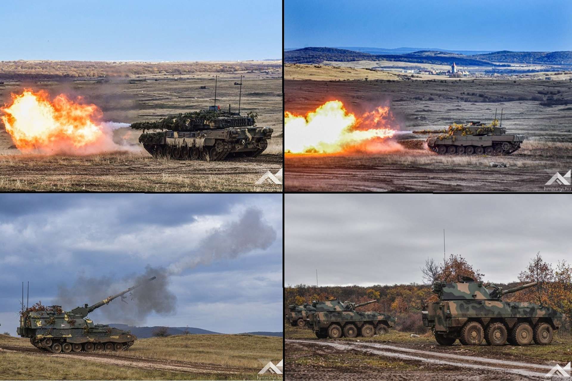 By bringing Hungarian Leopard 2A4/2A7HU tanks, Slovak tanks, modern 8x8 armored vehicles and both nations’ 155 mm self-propelled howitzers onto the same firing line, Exercise Breakthrough 2025 turns the V4’s political will into observable combat capability (Picture Source: Hungarian MoD)