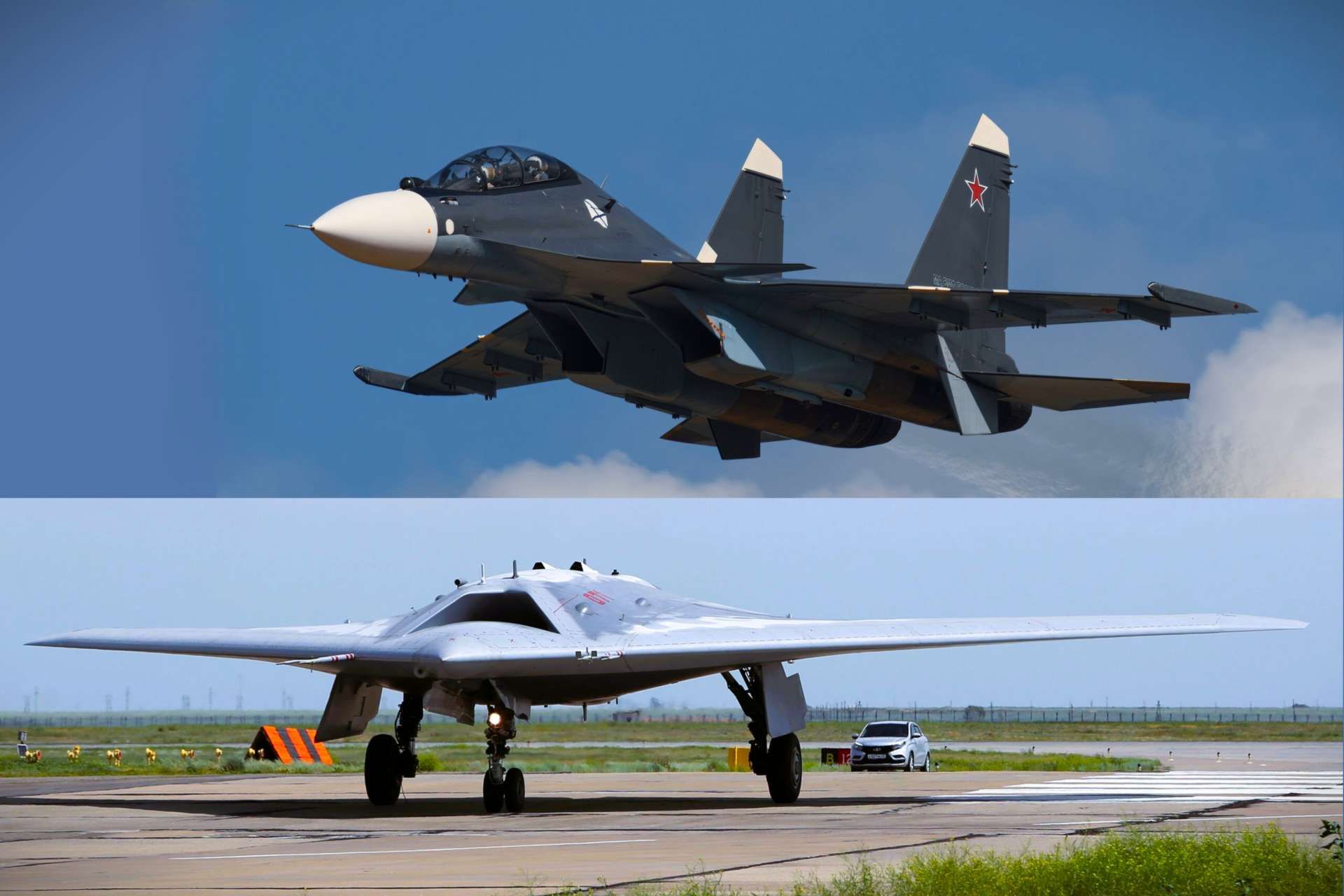 Russia is evaluating a manned-unmanned teaming concept that would integrate Su30SM multirole fighters with S70 Okhotnik unmanned combat aerial vehicles to enhance future air combat capability and force structure flexibility (Picture Source: Rostec / Russian Social Media)