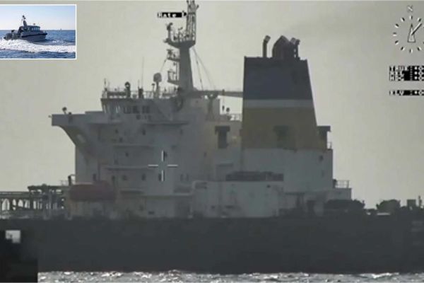 British Royal Navy fast patrol vessel HMS Cutlass supports French Navy operation against sanctioned Russian shadow fleet tanker in the Mediterranean.