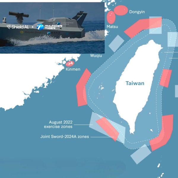 Taiwan is advancing AI-enabled maritime defense by integrating Shield AI’s Hivemind autonomy software into Thunder Tiger’s unmanned surface vessels to support distributed coastal warfare operations in contested waters (Picture Source: SHIELD AI / CSIS, Edited By Army Recognition Group)