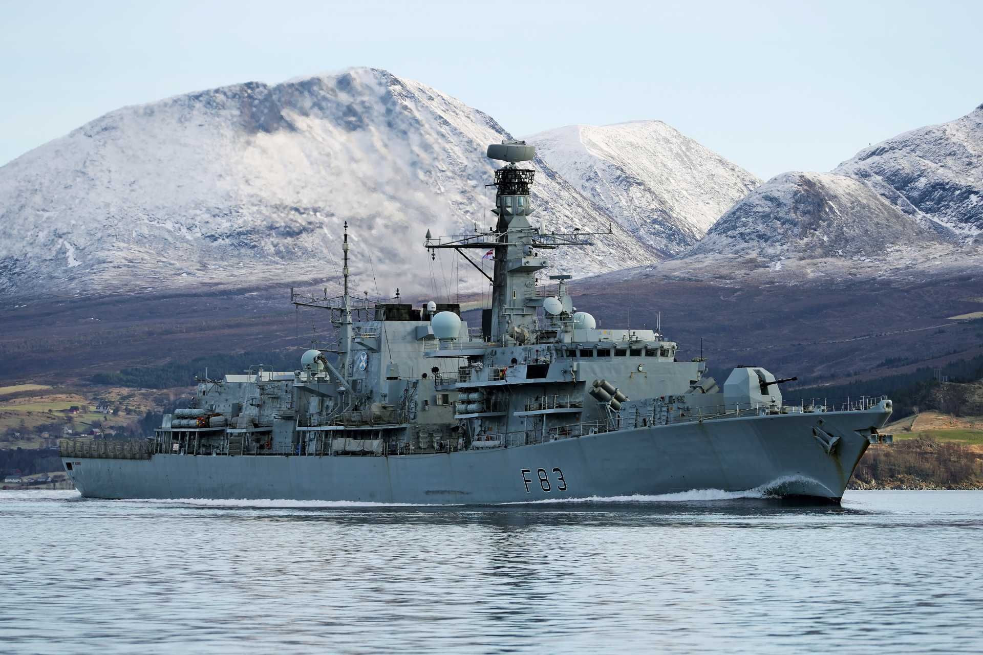 The British Royal Navy deployed the HMS St Albans, a Type 23 frigate equipped for anti-submarine warfare, along with the support vessel RFA Tidespring, to sustain the tracking operations against these three submarines. (Picture source: British Navy)
