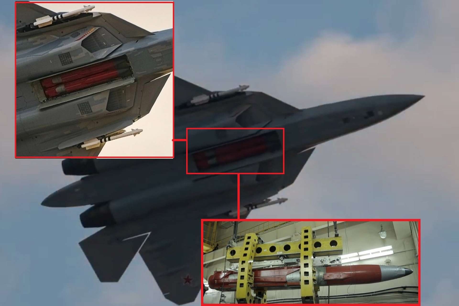 Russia released new footage of the Su‑57 showing its forward internal bay loaded with two KH‑58 anti‑radiation missiles, underscoring the fighter’s stealth air‑defense suppression role ahead of the Dubai Airshow 2025 (Pictures Source: UAC / Rostec)