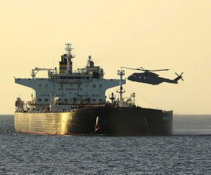 British Royal Marines from 42 Commando and National Crime Agency officers board the tanker CMR Smyrtos, operating under a false Cameroonian flag, during the first UK-led operation targeting a vessel suspected of supporting Russia's sanctions-evasion network linked to the war in Ukraine.
