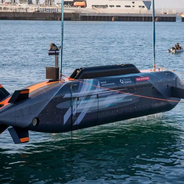 Herne Extra Large Autonomous Underwater Vehicle (XLAUV), a key element of the UK’s Atlantic Bastion undersea defense network, provides long endurance covert patrol and seabed surveillance to help track Russian submarines and protect critical North Atlantic infrastructure (Picture source: BAE Systems).