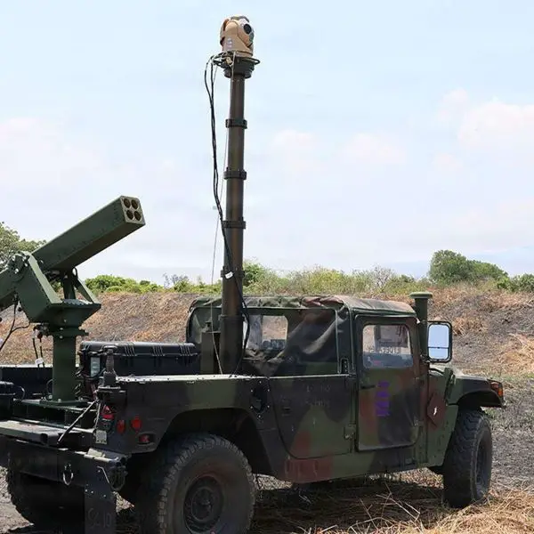L3Harris’ VAMPIRE counter-drone weapon system, armed with four 70 mm laser-guided rockets and an electro-optical/infrared targeting sensor, was evaluated during Exercise Balikatan 2026 in the Philippines as part of a layered U.S. and allied air-defense architecture against small unmanned aerial threats (Picture source: L3Harris Technologies).