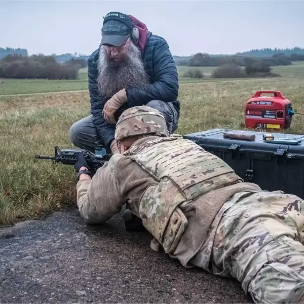 U.S. Army Spc. Logan Weathers, a crew member with the 5th Battalion, 4th Air Defense Artillery Regiment, engages a hostile drone using a counter-unmanned aircraft system during Project FlyTrap 4.5 on November 19, 2025, at the German military training area Truppenübungsplatz Putlos.