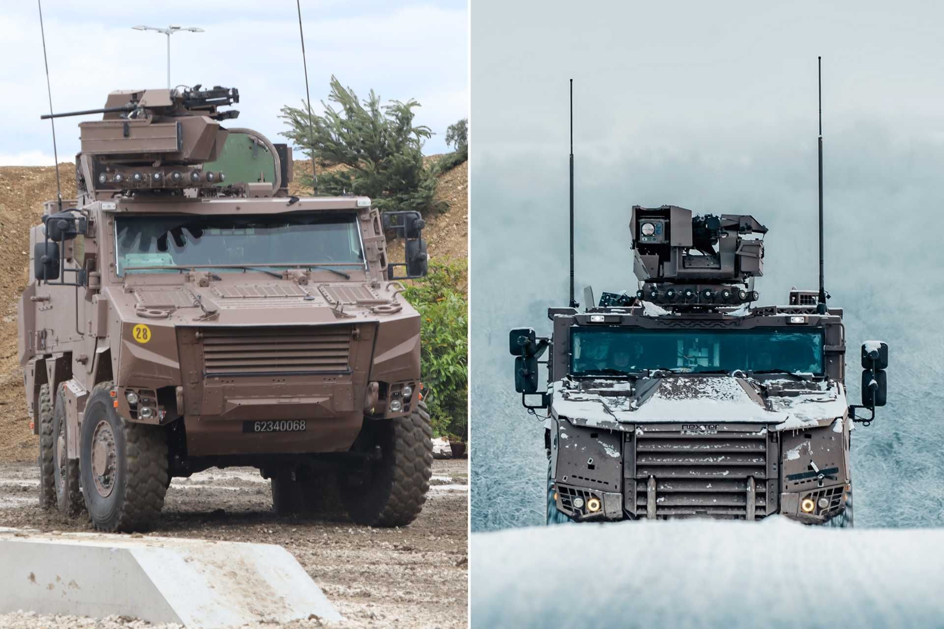 The Griffon covers protected troop transport and heavier roles, while the Serval is used for lighter, faster missions, with both operating together within the SCORPION communication network. (Picture source: Army Recognition and 3e RPIMa)