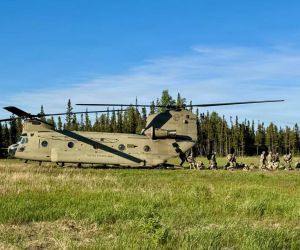 U.S. Army Soldiers from the 1st Squadron, 40th Cavalry Regiment conduct air assault operations during Exercise Red Flag-Alaska 26-2 at Donnelly Drop Zone near Fort Greely, Alaska, on June 10, 2026. The training supports the unit's transition into the 1st Battalion, 511th Parachute Infantry Regiment and strengthens airborne readiness for Arctic and Indo-Pacific missions.
