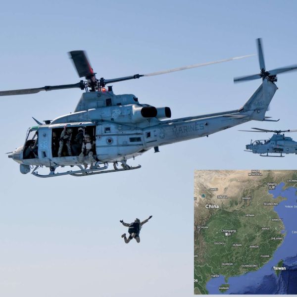 U.S. Indo-Pacific Command released a new image showing U.S. Naval Special Warfare forces conducting joint free-fall insertion training over Okinawa, highlighting efforts to sharpen precision access and survivability in contested Indo-Pacific airspace (Picture Source: U.S. Indo-Pacific Command / Google Earth)