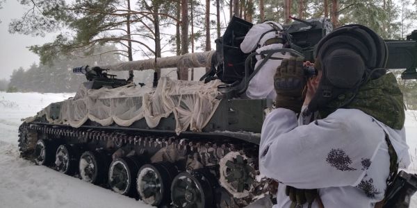 Belarus–Russia joint training with the 111th Guards Artillery Brigade operating 2S5 “Giatsint-S”, on 28 January 2026 (Picture source: Russian MoD)
