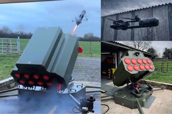 UK-based ISS Aerospace has introduced the HAL10 launcher, a compact 10-bay system designed to rapidly deploy multiple WASP UAVs, highlighting a shift toward scalable, attritable drone mass in modern land warfare (Picture source: ISS Aerospace)