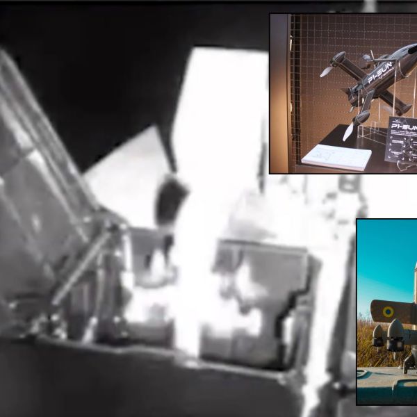 Ukraine shows maritime drone launching FPV interceptor, possibly Sting II or Skyfall P1 Sun though not officially confirmed, to destroy Russian UAV in flight (Picture source: Ukrainian MoD/ Wild Hornets/ArmyRecognition)