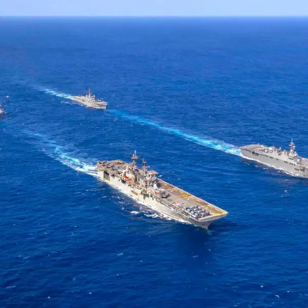 USS Tripoli led a joint U.S.-Japan naval formation during Iron Fist 2026, underscoring expanding allied amphibious interoperability and Indo-Pacific readiness (Picture Source: U.S. INDOPACOM)