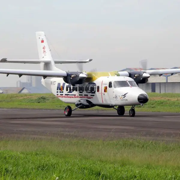 The N219 Nurtanio is a twin-engine, 19-seat, light short takeoff and landing (STOL) utility aircraft developed by PT Dirgantara Indonesia to operate from short and semi-prepared airstrips across remote areas. (Picture source: Scytalys)