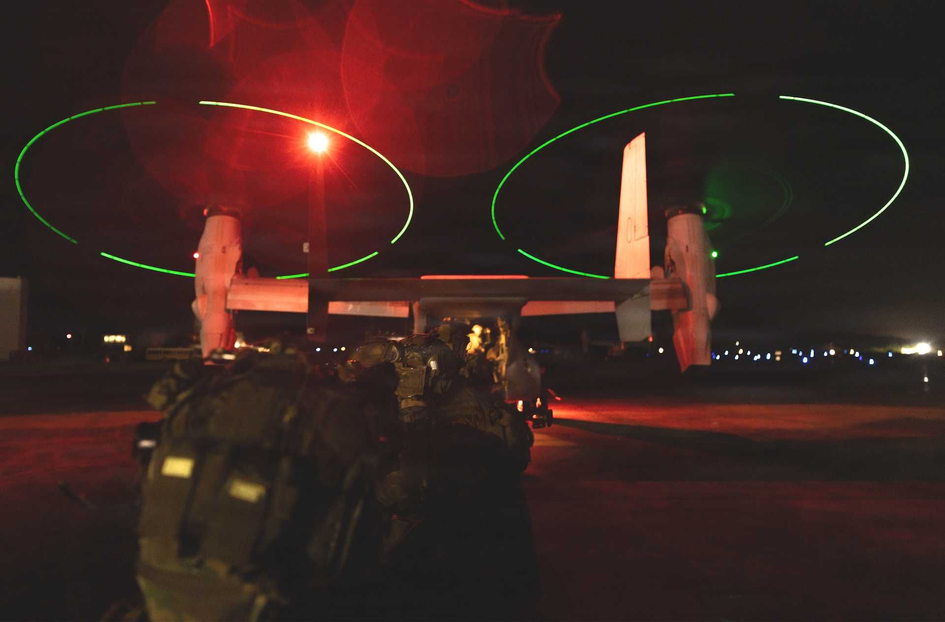 U.S. Marines with Littoral Combat Force-24 board a U.S. Marine Corps MV-22B Osprey during quick reaction force training at Roosevelt Roads Naval Station, Puerto Rico, on May 24, 2026, enhancing rapid deployment and crisis response capabilities across the Caribbean.