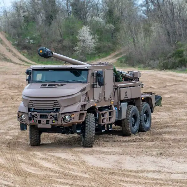 The CAESAR 6x6 Mark II offers significant improvements over the original Mark I variant, notably with its new 460-horsepower diesel engine replacing the earlier 215-horsepower unit, as well as a more powerful hydraulic pump that increases firing responsiveness. (Picture source: KNDS)