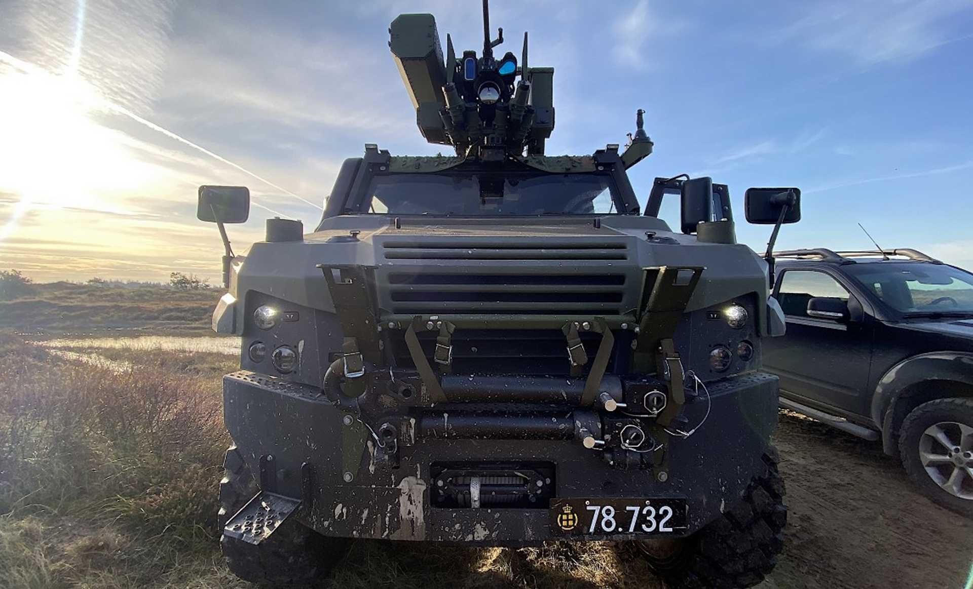 Denmark has completed the first integrated live firing of the Spike LR2 missile from the Eagle V armored patrol vehicle during a test conducted at Oksbøl in November 2025. (Picture source: Danish MoD)