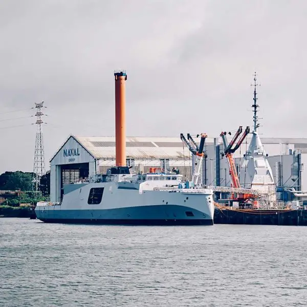 Naval Group launched the second French Navy FDI frigate Amiral Louzeau on May 19, 2026, concurrently with the Swedish government announcement selecting the FDI design for its four-ship Lulea-class frigate program. (Picture source: Naval Group)