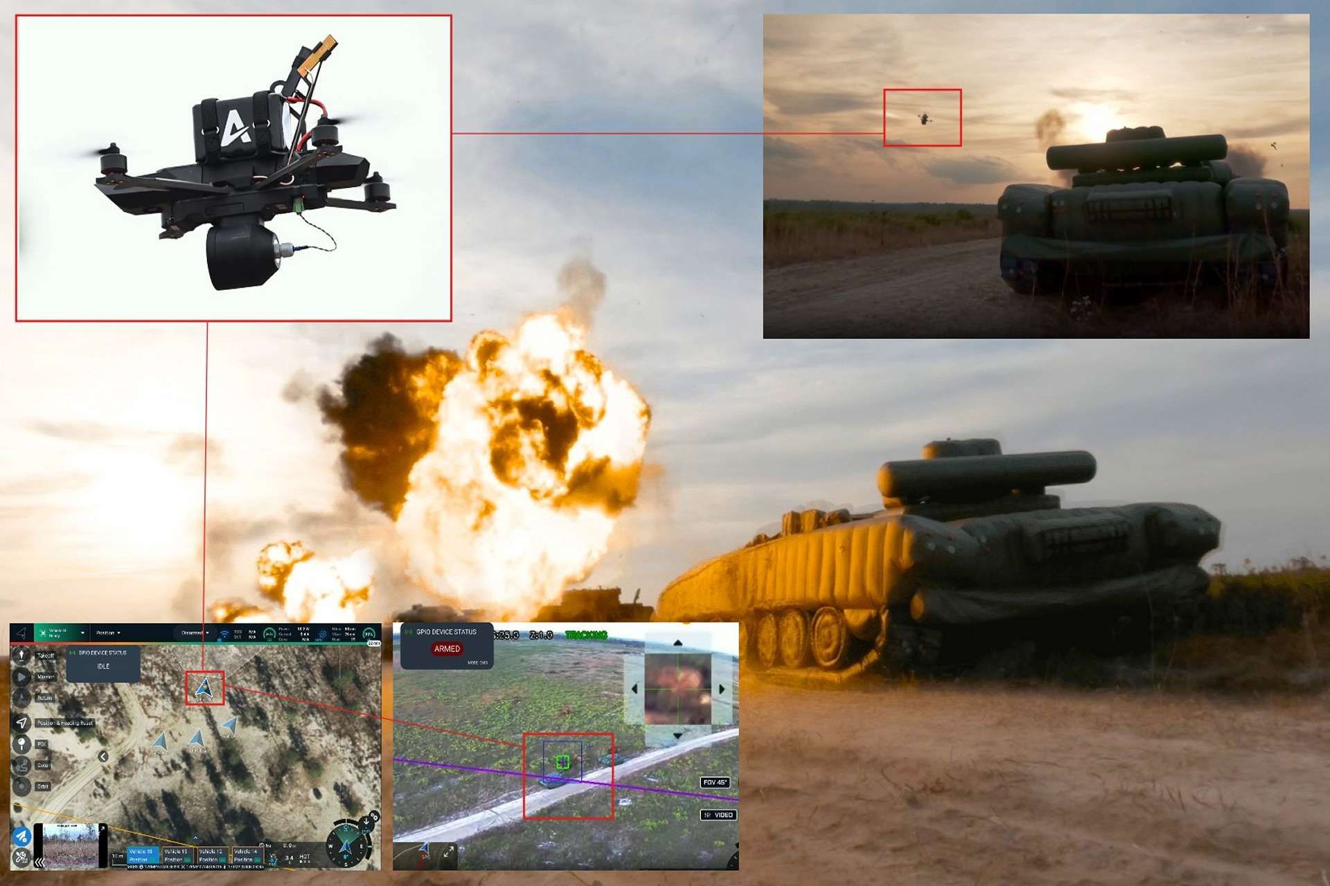 Auterion’s January 2026 live-fire test in Florida showed a single U.S. operator directing multiple expendable drones to strike separate targets at once, demonstrating how swarm software can concentrate formation-level combat power in one set of hands (Picture Source: Auterion)