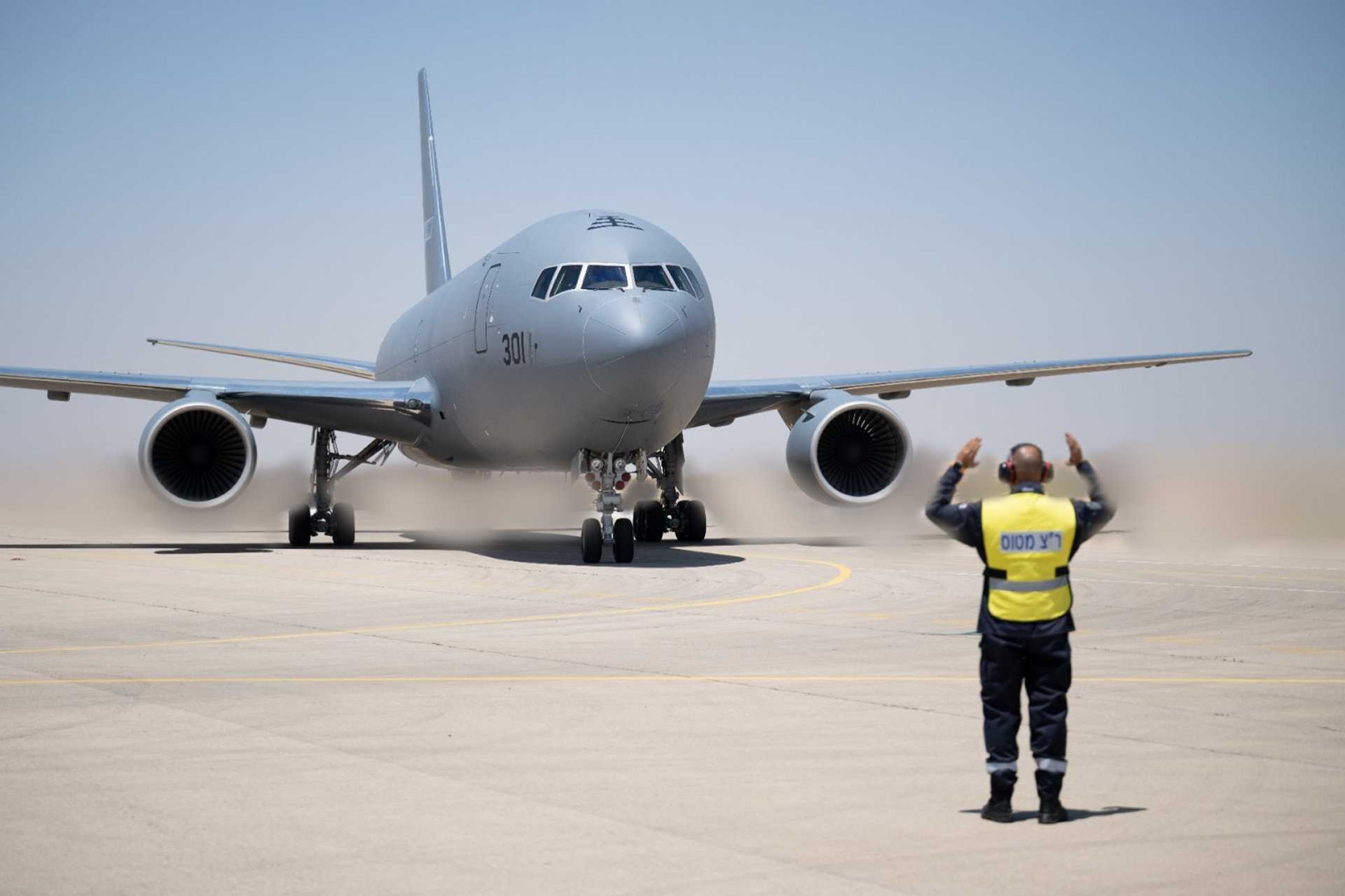 The KC-46 Gideon provides the Israeli Air Force with the extended flight endurance, rapid fuel-transfer rates, and independent multi-role capacity necessary to sustain large-scale, long-range strike formations over the distances required to reach targets inside Iran. (Picture source: Israeli MoD)