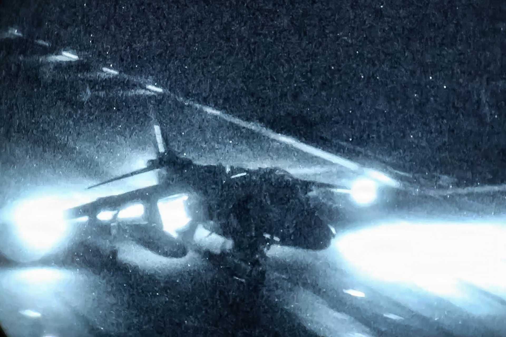A U.S. Marine Corps AV-8B Harrier II launches from the flight deck of USS Iwo Jima (LHD 7) during nighttime flight operations in the Caribbean Sea, October 10, 2025. The aircraft is assigned to Marine Medium Tiltrotor Squadron 263 (Reinforced), part of the 22nd Marine Expeditionary Unit (Special Operations Capable).