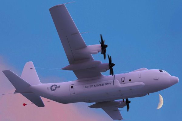 The E-130J Phoenix II is a survivable airborne nuclear-command communications system that relays authenticated emergency action messages to submerged ballistic-missile submarines via high-power very low frequency links, using trailing-wire antennas to sustain connectivity in jammed or degraded environments (Picture source: Northrop Grumman).