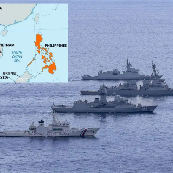 The United States, Australia and the Philippines conducted a coordinated two day maritime activity inside the Philippine Exclusive Economic Zone, reinforcing trilateral naval cooperation and signaling allied resolve in the South China Sea (Picture Source: Britannica / U.S. Indo-Pacific Command)