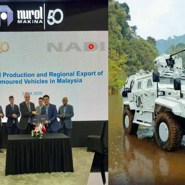 Nurol Makina and Malaysia’s Nadicorp/Badanbas signed an MoU at DSA 2026 in Kuala Lumpur to enable local production of Nurol’s 4x4 armored vehicles, combining protected mobility, modular armament options, and technology transfer to strengthen Malaysia’s defense industry and regional export potential (Picture source: Nurol Makina).