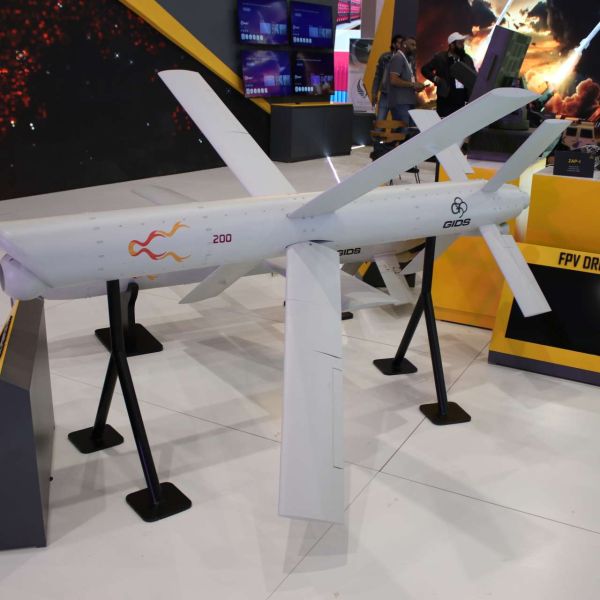 Pakistan’s Global Industrial and Defence Solutions unveiled the YALGHAR-200 loitering munition at the World Defense Show 2026 in Riyadh, showcasing a new unmanned strike system with a reported 200-kilometer range (Picture Source: Army Recognition Group)