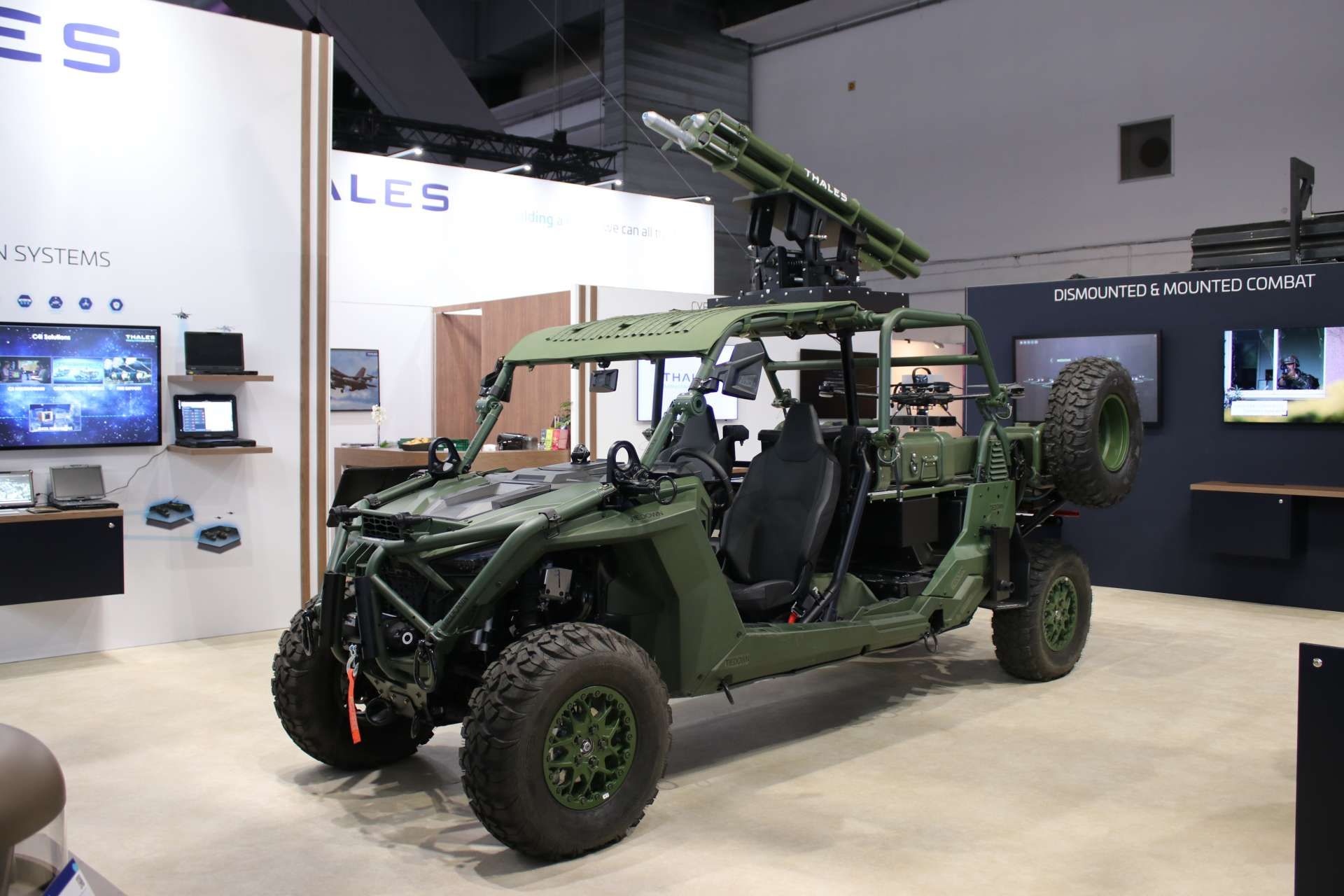 At BEDEX 2026 in Brussels, Thales unveiled a Polaris light tactical vehicle equipped with the FZ605 five-tube 70 mm rocket launcher, presenting a compact mobile fire-support solution designed to give light ground forces rapid precision strike capability (Picture Source: Army Recognition)