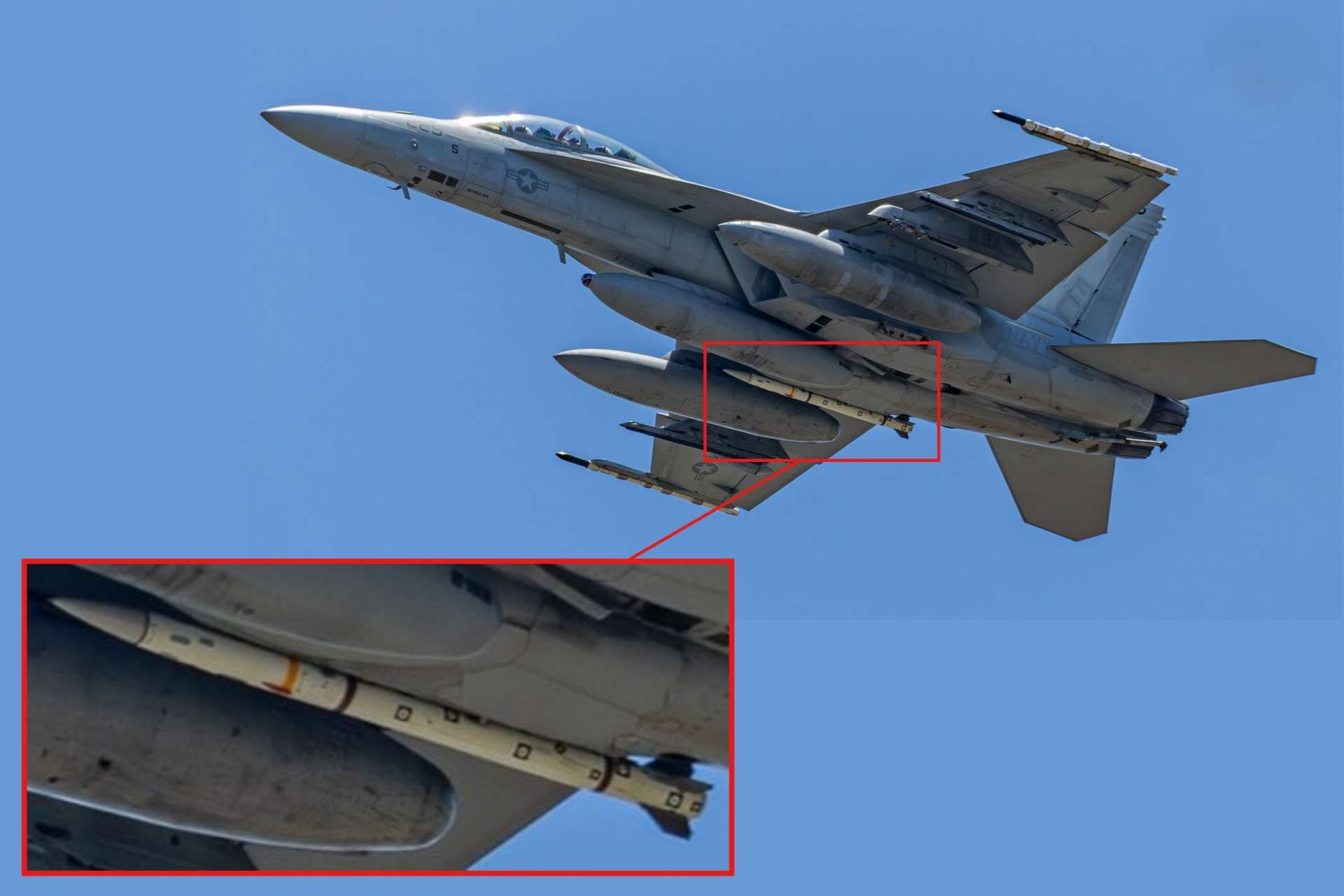 A newly photographed Boeing F/A-18F Super Hornet carrying the AIM-260A Joint Advanced Tactical Missile suggests the United States is moving closer to fielding a next-generation beyond-visual-range weapon designed to restore long-range air combat advantage against peer adversaries (Picture Source: Jonathan Tweedy) 