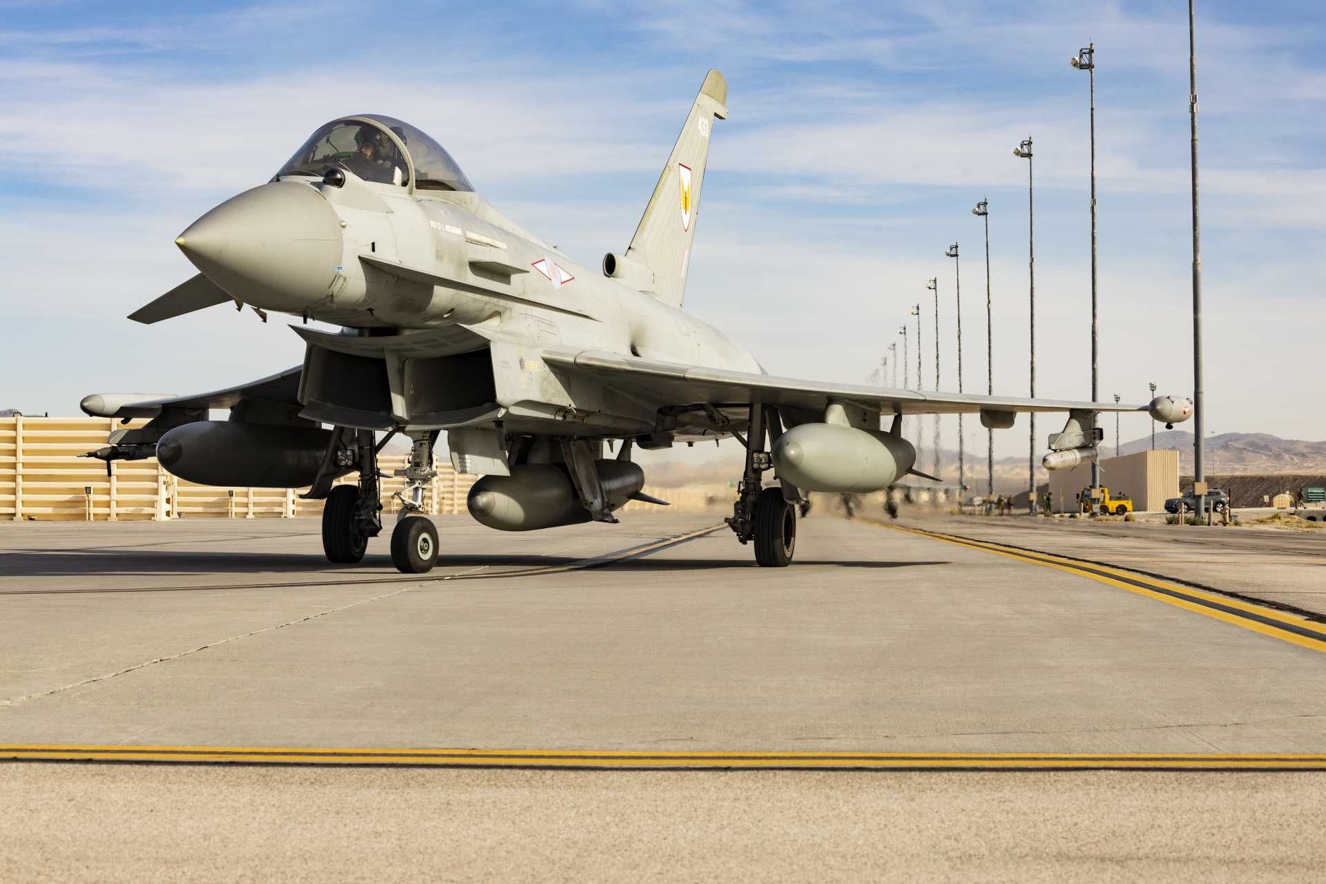 The Eurofighter Typhoon FGR4 is the Royal Air Force’s single-seat operational multirole variant of the Eurofighter jet, developed from earlier Typhoon F2 aircraft and upgraded to achieve full fighter, ground-attack, and reconnaissance capability. (Picture source: UK MoD)