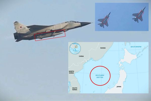 Russia’s March 17 flight of Kinzhal-armed MiG-31s over the Sea of Japan, combined with aerial refueling drills, signals a deliberate display of extended-range strike capability in a strategically sensitive Pacific corridor (Picture Source: TASS)