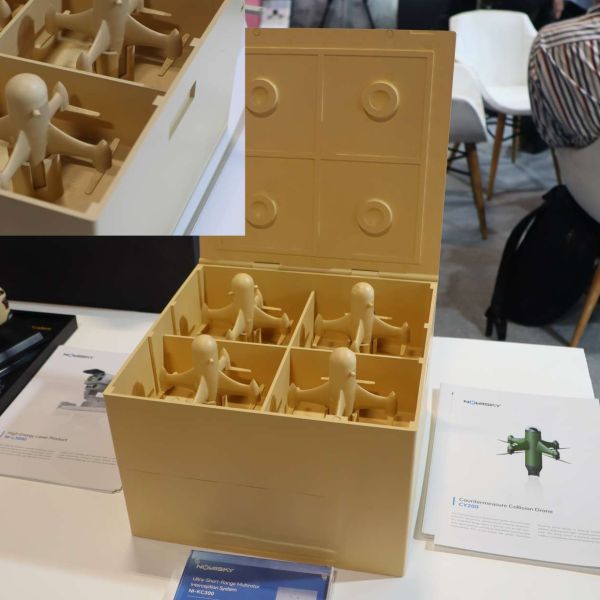 Novasky’s NI-KC300 launcher fields CY200 FPV collision drones, using radar and EO/IR cueing to ram and destroy hostile UAVs at over 300 km/h within a 5 km defense bubble (Picture source: Army Recognition Group).